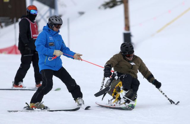 Disabled Veterans Learning To Ski